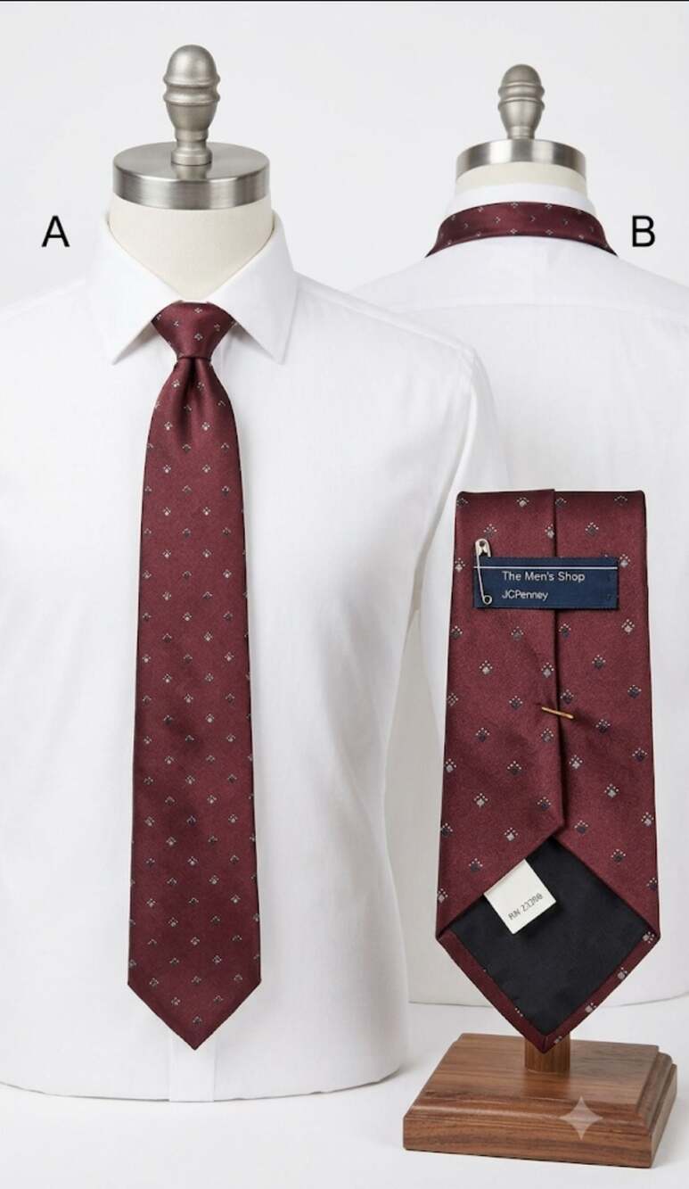 The Men's Shop JCPenney Burgundy Geometric Pattern Necktie